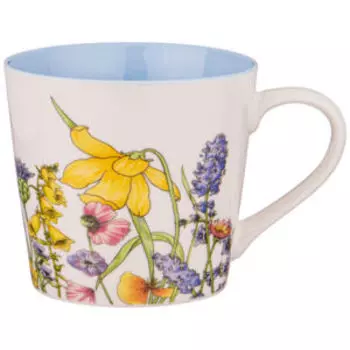 Кружка Цветы, 400 мл, голубой, фарфор
