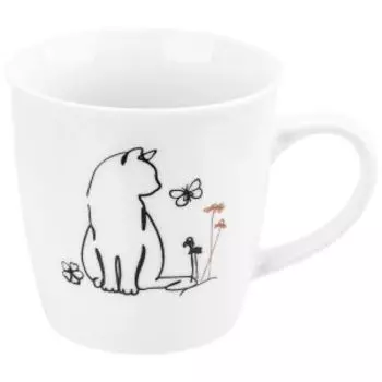Кружка Elan Gallery Кот и Бабочка, дизайн №1, 340 мл, фарфор