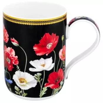 Кружка Elan Gallery Маки на черном, 400 мл, фарфор