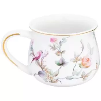 Кружка Elan Gallery Певчие птички, 250 мл, форма бочонок, фарфор