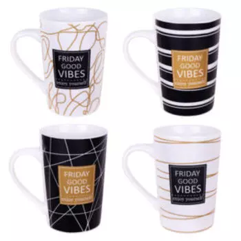 Кружка Friday good vibes, 380 мл, фарфор, в ассортименте