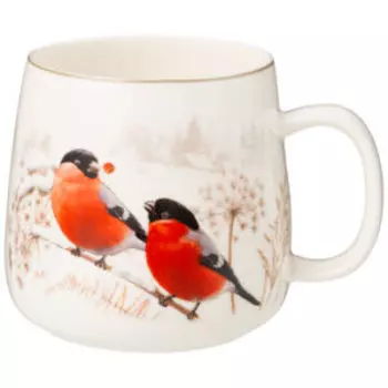 Кружка Лесная сказка Снегири, 400 мл, фарфор