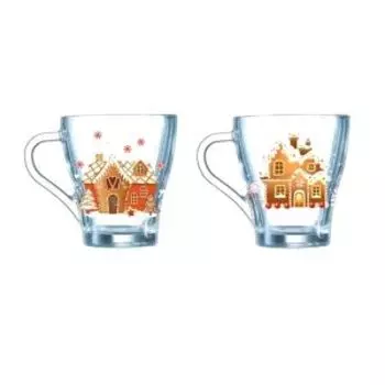 Кружка OSZ Пряничный домик, 250 мл, стекло, в ассортименте