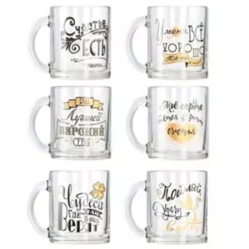 Кружка Пожелания, 320 мл, стекло, в ассортименте