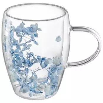 Кружка с двойными стенками Elan Gallery Crystal glass, 350 мл, стекло, с декором из сухоцветов