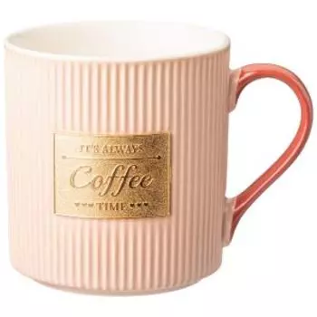 Кружка с золотой деталью, 360 мл, фарфор, розовая