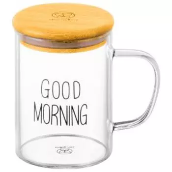 Кружка заварочная Elan Gallery Good morning, 450 мл, стекло/бамбук/силикон