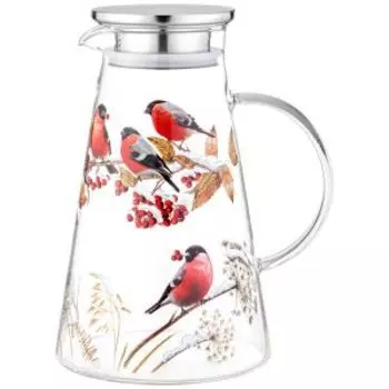 Кувшин Agness Снегири, 1.8 л, стекло
