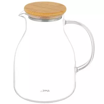 Кувшин с бамбуковой крышкой, 1.5 л, стекло