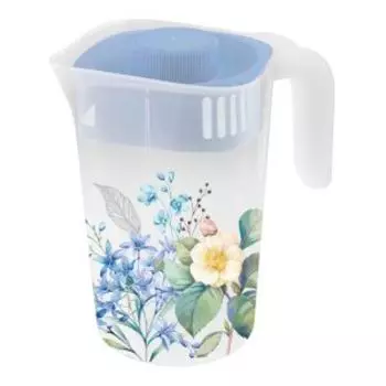Кувшин с крышкой Полимербыт Цветущий сад, 2 л, пластик