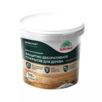 Лак акриловый защитно-декоративный Krona Аквалак, белый, 0,9 л