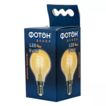 Лампа филаментная Фотон Декор, 4 Вт, Е14, 2200К
