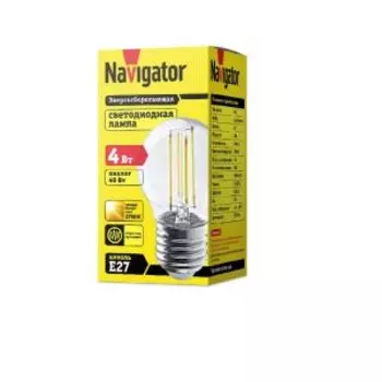 Лампа филаментная Navigator, Е27, 4 Вт, 2700K, шар
