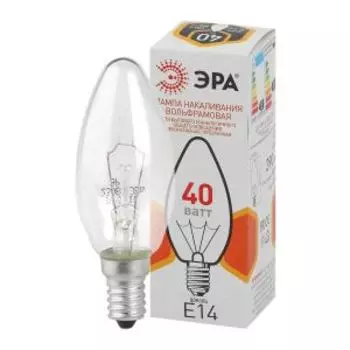 Лампа накаливания ЭРА, 40 Вт, E14, 230 В, свечка