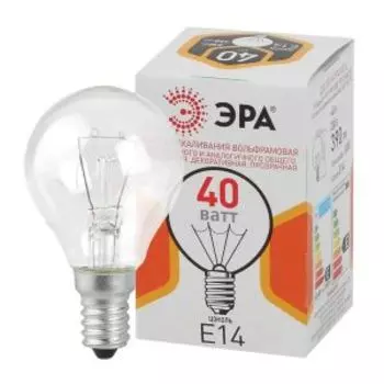 Лампа накаливания ЭРА, 40 Вт, Е14, 230 В, шарик