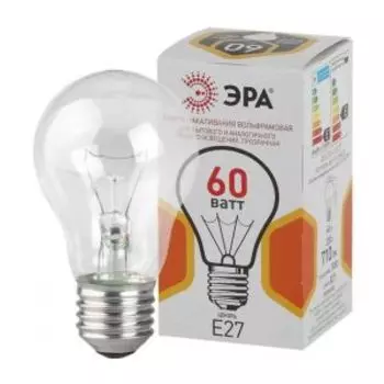 Лампа накаливания ЭРА, 60 Вт, Е27, 230 В, груша