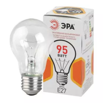 Лампа накаливания ЭРА, 95 Вт, Е27, 230 В, груша