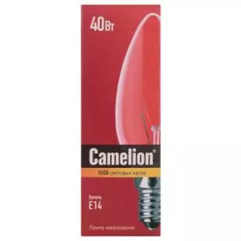 Лампа накаливания MIC Camelion, 40 Вт, Е14, прозрачная колба, свеча
