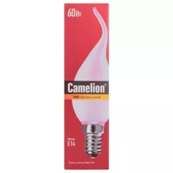 Лампа накаливания MIC Camelion, 60 Вт, Е14, прозрачная колба, свеча на ветру