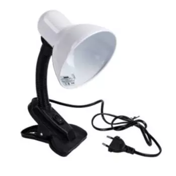 Лампа настольная на прищепке, Е27, 40 Вт, белая