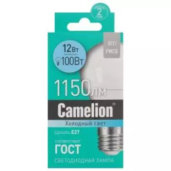 Лампа светодиодная Camelion, 12 Вт, E27, 4000K, груша, A60
