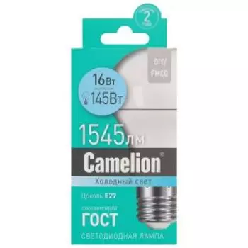 Лампа светодиодная Camelion, 16 Вт, E27, 4000K, груша, A60