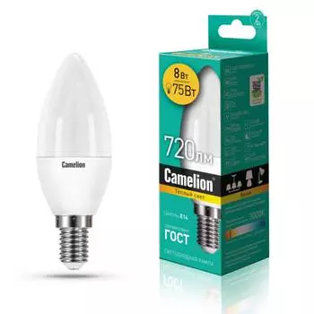 лампа светодиодная Camelion LED8-C35/830/E14