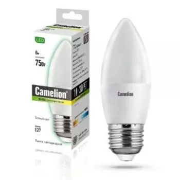 Лампа светодиодная CAMELION LED, свеча, Е27, 8Вт