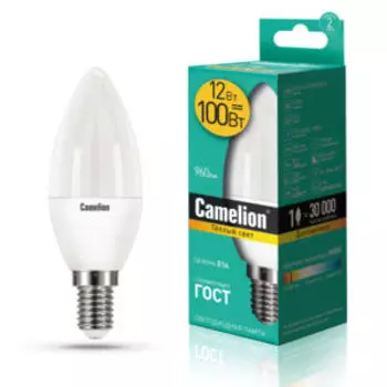 лампа светодиодная Camelion Свеча LED12-C35/830/E14