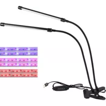 Лампа светодиодная для растений на прищепке, 10 Вт, красно-синий спектр, IP44