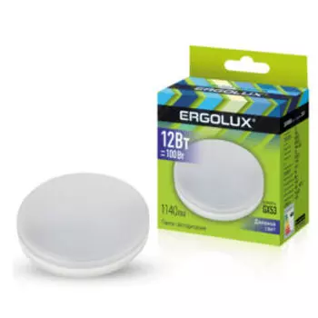 Лампа светодиодная ERGOLUX, GX53, 12 Вт, 6500К, 180-280 В