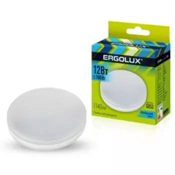 Лампа светодиодная ERGOLUX LED, 12Вт, GX53, 4500К