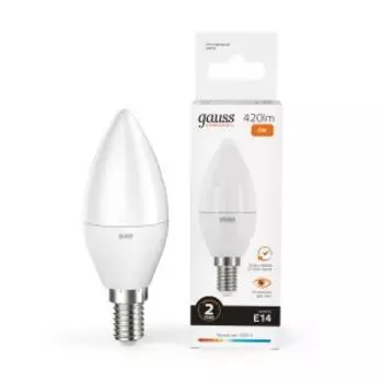 Лампа светодиодная Gauss Elementary, 6 Вт, E14, 3000K, 420 Лм, свеча