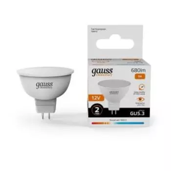 Лампа светодиодная Gauss Elementary, 9 Вт, GU5.3, 3000К, MR16, 12 В