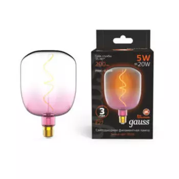 Лампа светодиодная Gauss Filament, Е27, 5 Вт, 1800К, 200 Лм, pink-clear flexible