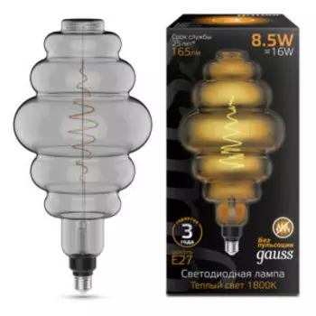 Лампа светодиодная Gauss Filament Honeycomb, Е27, 8.5 Вт, 1800К, 165 Лм, gray