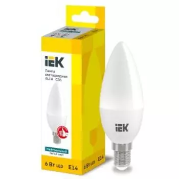 Лампа светодиодная IEK Alfa, Е14, 6 Вт, 4000К, 230 В, свеча