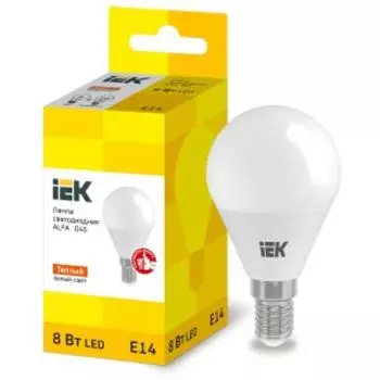 Лампа светодиодная IEK Alfa, Е14, 8 Вт, 3000К, 230 В, шар