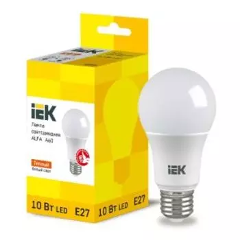 Лампа светодиодная IEK Alfa, Е27, 10 Вт, 3000К, 230 В, груша