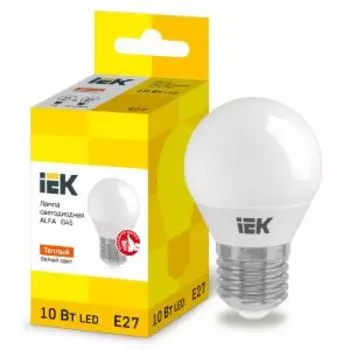 Лампа светодиодная IEK Alfa, Е27, 10 Вт, 3000К, 230 В, шар