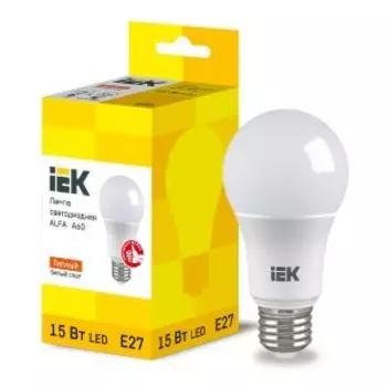 Лампа светодиодная IEK Alfa, Е27, 15 Вт, 3000К, 230 В, груша