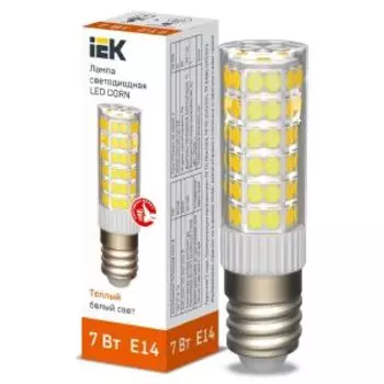 Лампа светодиодная IEK Corn, E14, 7 Вт, 3000К, 230 В, капсула