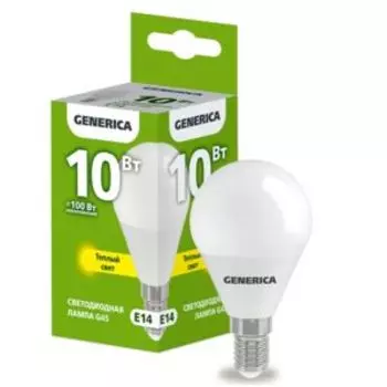 Лампа светодиодная IEK Generica, G45, E14, 10 Вт, 230 В, 3000К, шар