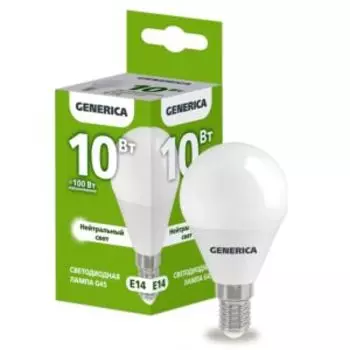 Лампа светодиодная IEK Generica, G45, E14, 10 Вт, 230 В, 4000К, шар