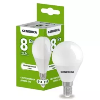 Лампа светодиодная IEK Generica, G45, E27, 8 Вт, 230 В, 4000К, шар