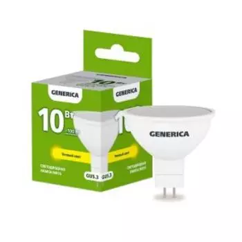 Лампа светодиодная IEK GENERICA, GU5.3, 10Вт, 3000К, 230В, MR16, софит