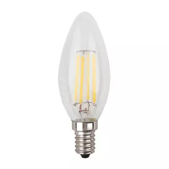 Лампа светодиодная ЭРА филамент, E14, 9Вт, теплый свет, свеча, прозрачная