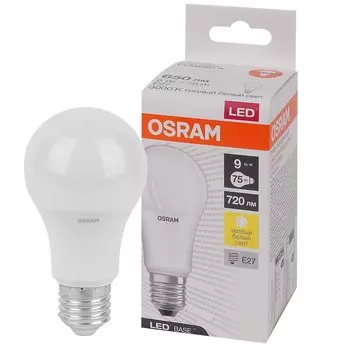 Лампа светодиодная OSRAM Base, 9Вт, E27, 3000К