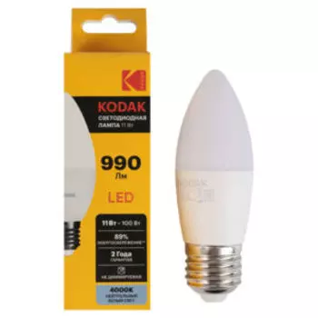 Лампочка светодиодная Kodak LED, E27, 11 Вт, свечка