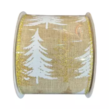 Лента для декорирования Волшебный лес, 6.3 см, 2.7 м, золото